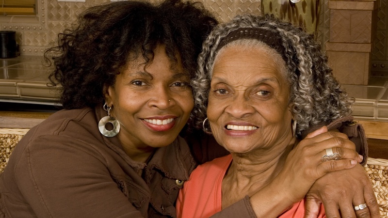 Daughter and senior mother, for cost of senior living in Pennsylvania. Noriko Cooper