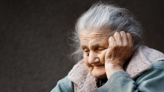 A lonely elderly woman