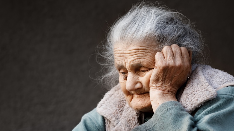 A lonely elderly woman