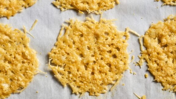 Parmesan crisps freshly baked.