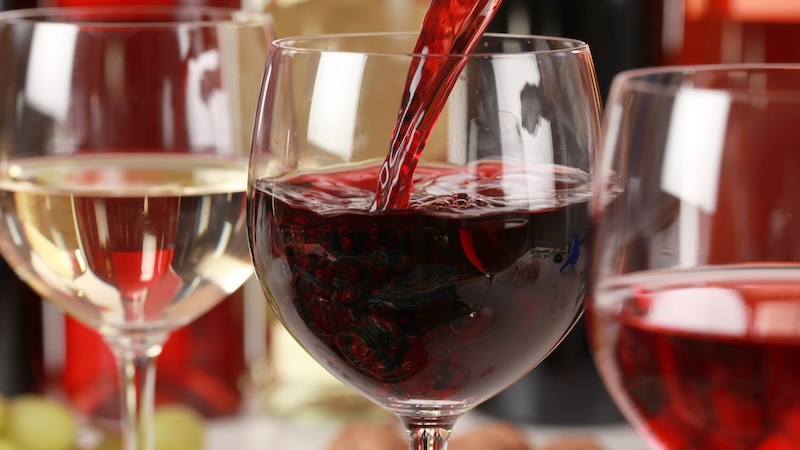glasses of red and white wine, which often have sulfites in them.