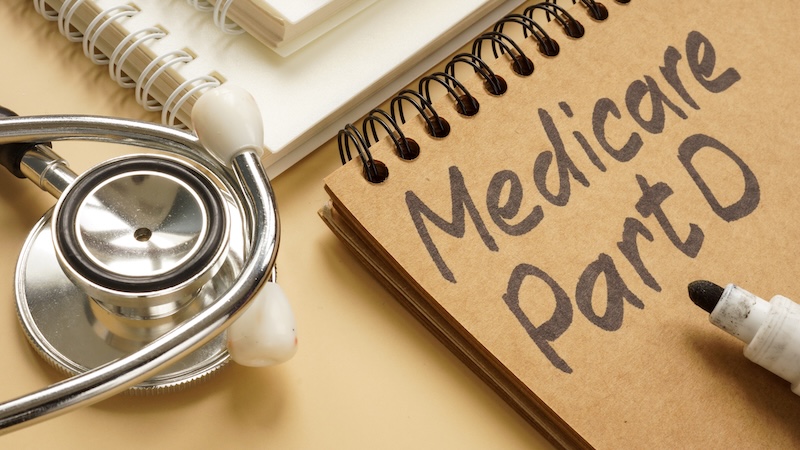 A notebook with Medicare Part D written on it.
