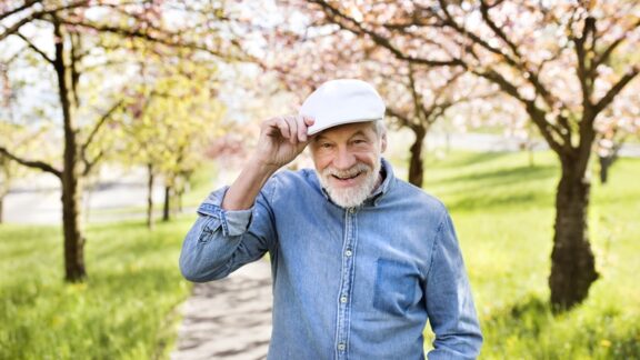 A man outside, who has learned to be joyful. Pojoslaw
